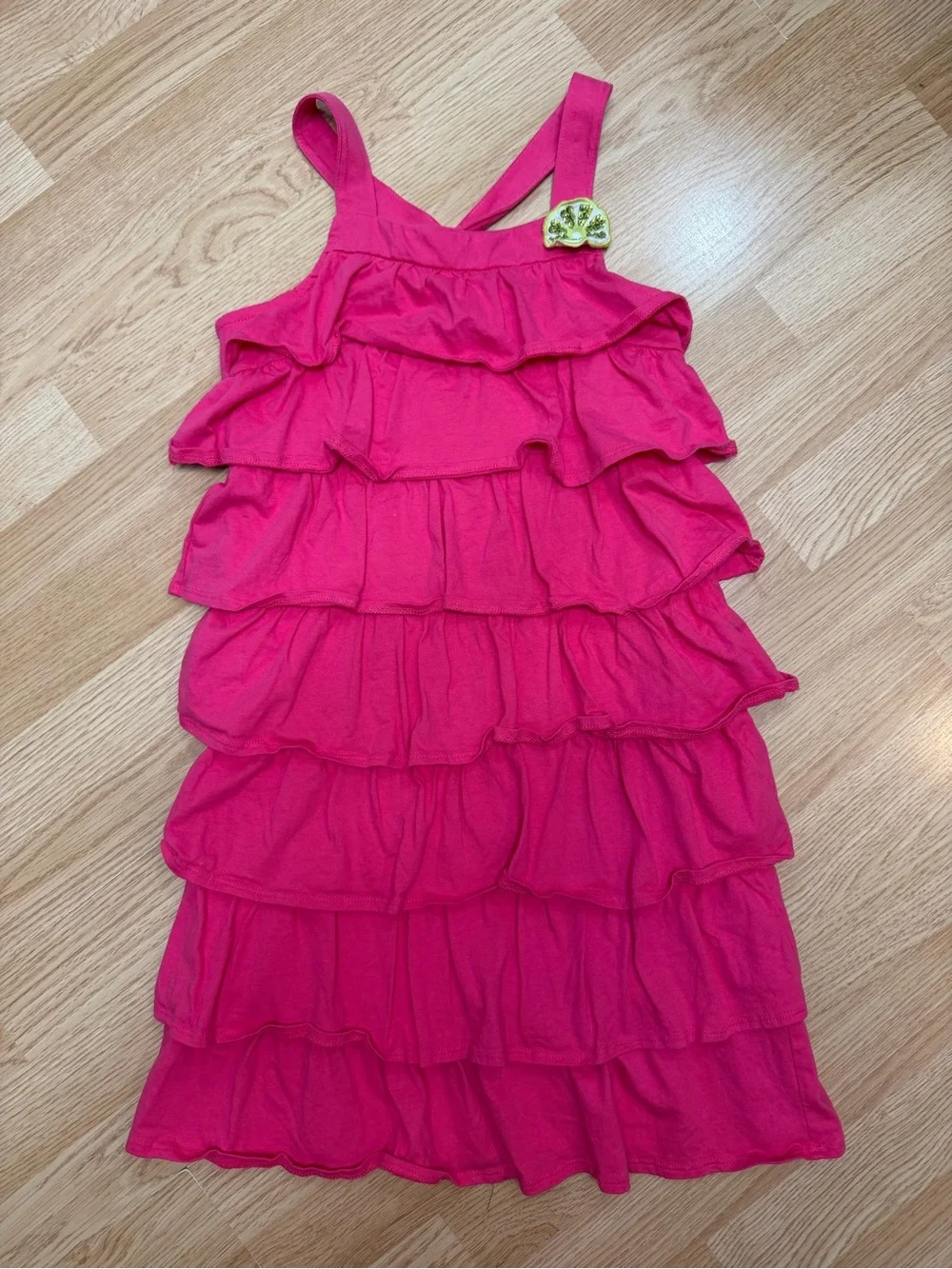 Gymboree Girls 12 Hot Pink Ruffle Sleeveless Dress Tiered Cotton Summer Party